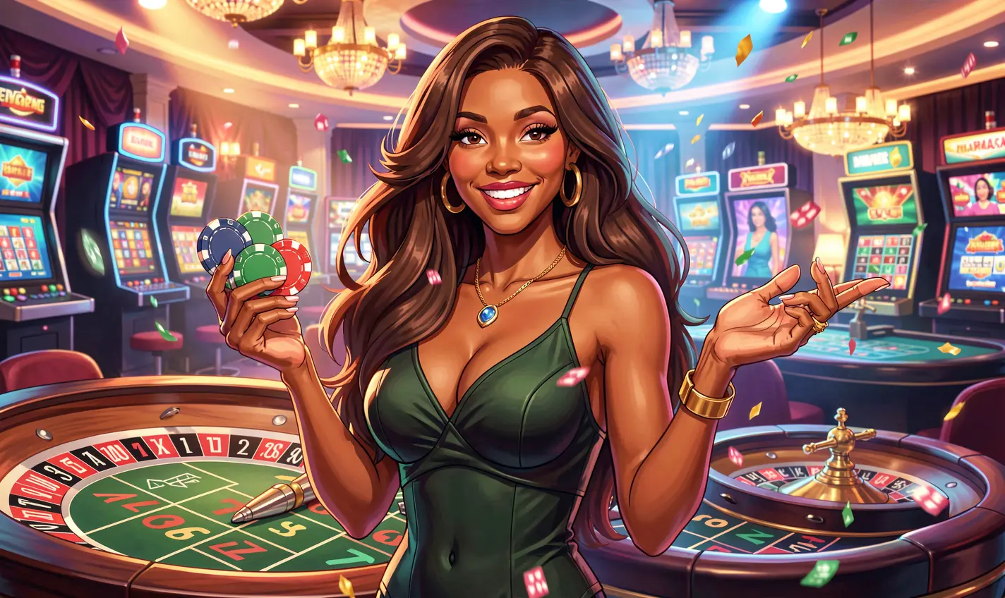 CU8 Casino – Start your live casino journey with thrilling table games in Nigeria Stylish Nigerian casino player enjoying a live roulette experience with vibrant lights and casino chips at CU8 Casino Nigeria